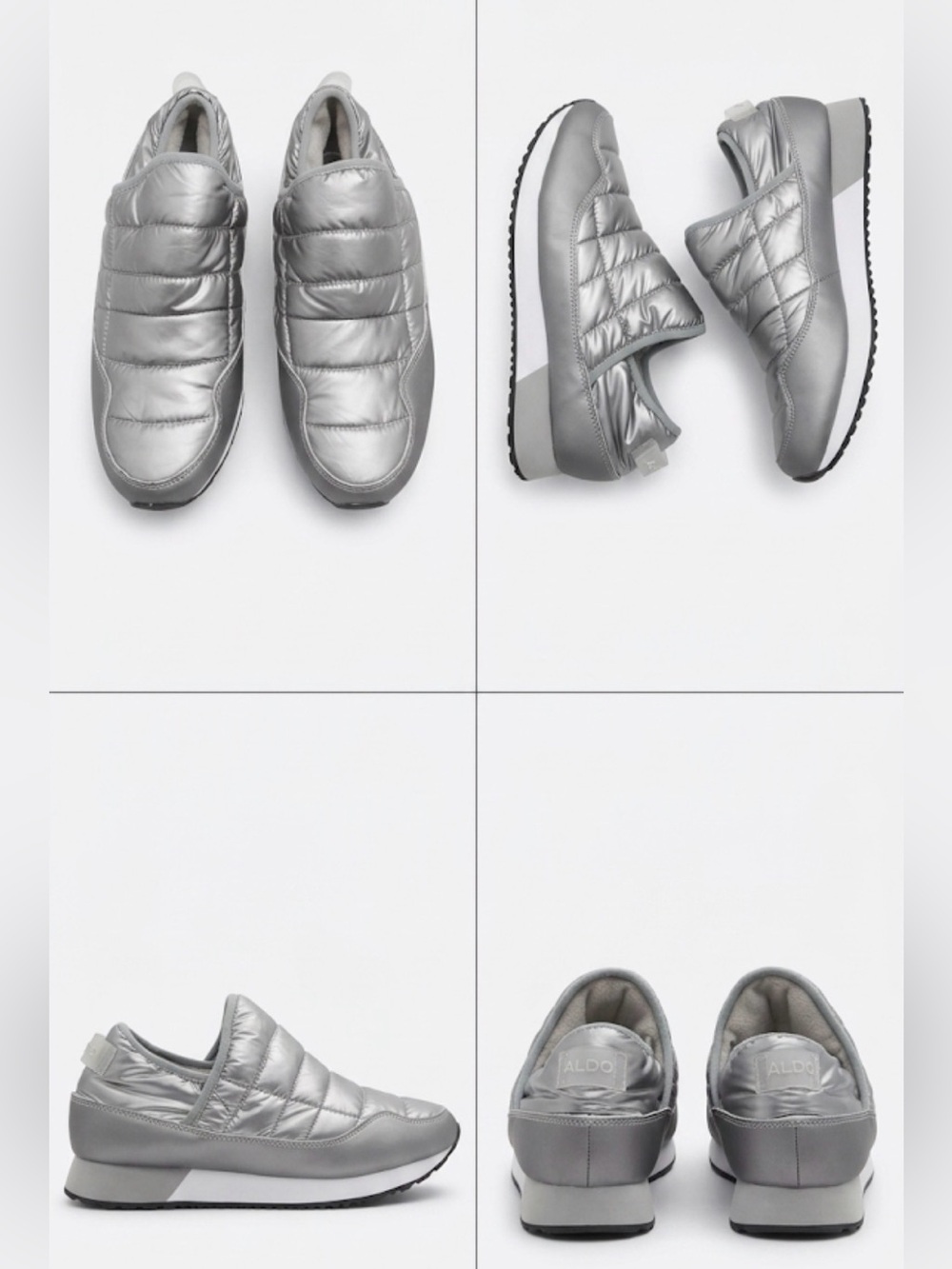 ALDO womens  Silver Quilted Slip-On Sneakers